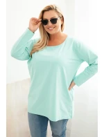 Dámská blůza Plus Size s lodičkovým výstřihem mátová Dámská blůza Plus Size s lodičkovým výstřihem mátová