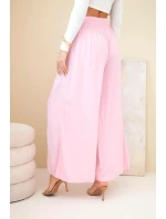 Dámské viskózové kalhoty s elastickým pasem světle růžové Dámské viskózové kalhoty s elastickým pasem světle růžové