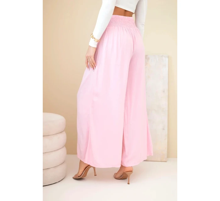 Dámské viskózové kalhoty s elastickým pasem světle růžové Dámské viskózové kalhoty s elastickým pasem světle růžové