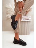 Dámské Kožené Mokasíny S Dekorací Černé CheBello 4369