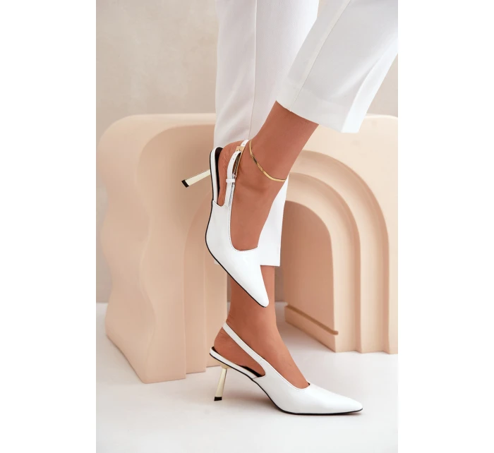 Lakované Lodičky S Otevřenou Patou Bílé Filona