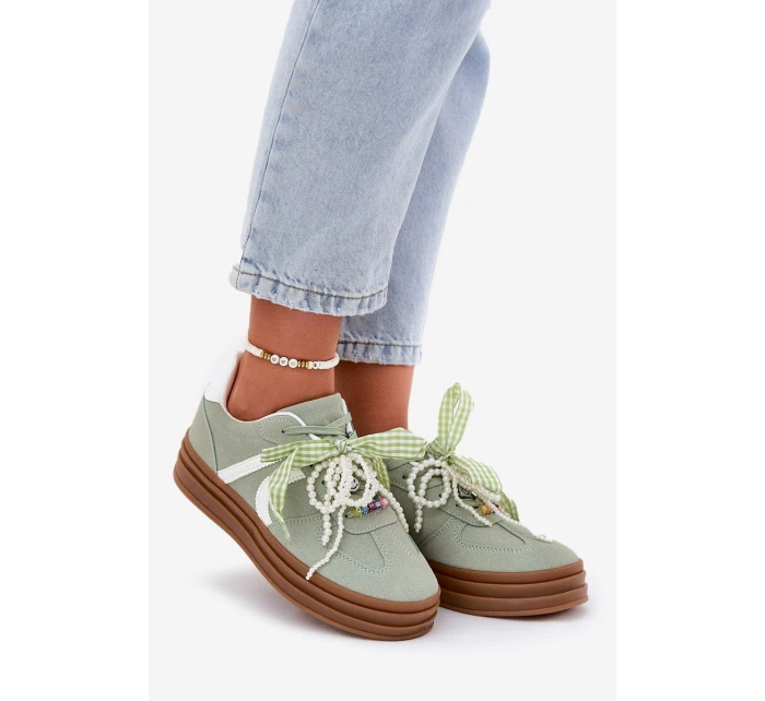 Dámské Tenisky Na Platformě S Ozdobami Zelené model 21688382 - Boto Dámské Tenisky Na Platformě S Ozdobami Zelené model 21688382 - Boto