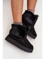 Dámské Sněhule Na Platformě S Kožešinou A Šněrováním Big Star model 21705911 Černé - Big Star Shoes Dámské Sněhule Na Platformě S Kožešinou A Šněrováním Big Star model 21705911 Černé - Big Star Shoes