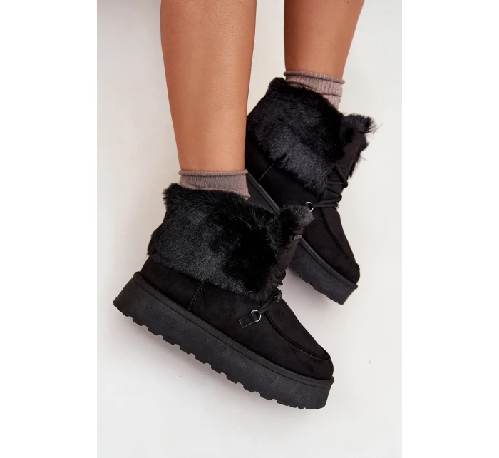 Dámské Sněhule Na Platformě S Kožešinou A Šněrováním Big Star model 21705911 Černé - Big Star Shoes Dámské Sněhule Na Platformě S Kožešinou A Šněrováním Big Star model 21705911 Černé - Big Star Shoes