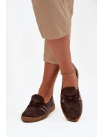 Kožené semišové dámské polobotky typu barefoot Zazoo N1341 čokoládové