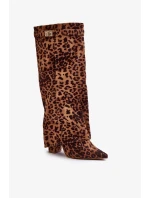 Dámské kozačky na podpatku 9501 Hnědá vzor - Step in style Dámské kozačky na podpatku 9501 Hnědá vzor - Step in style