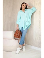 Bavlněná mušelínová košile Art208 tyrkysová - Kesi