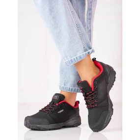Stylové dámské  trekingové boty černé bez podpatku