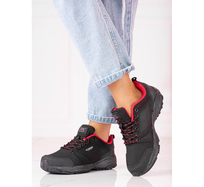 Stylové dámské  trekingové boty černé bez podpatku