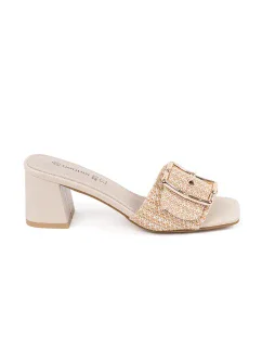 Klasické hnědé dámské  nazouváky na širokém podpatku