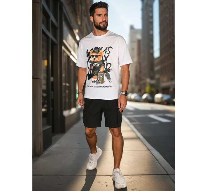 Pánské bílé tričko s potiskem FashionStreet RX5647