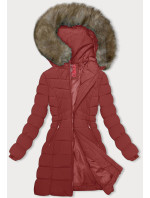 Tmavě červená péřová dámská zimní bunda (LHD-23032)