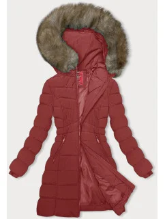 Tmavě červená péřová dámská zimní bunda model 21246025 - LHD