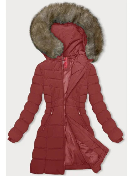 Tmavě červená péřová dámská zimní bunda model 21246025 - LHD