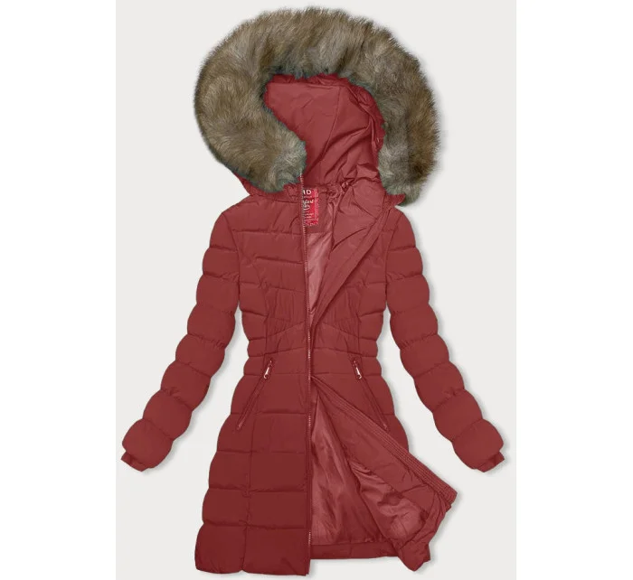 Tmavě červená péřová dámská zimní bunda model 21246025 - LHD