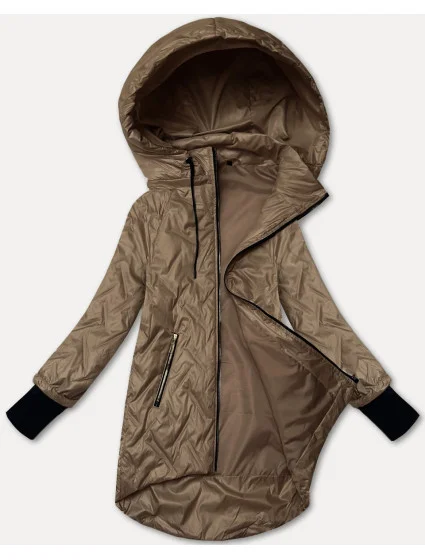 Lehká dámská bunda ve velbloudí barvě s odepínací kapucí model 20965907 - S'WEST