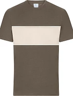 Daiber 8049 Tričko z bio bavlny "Colour-Block" 02.8049 muddy brown/sandstone