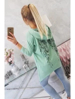 Tmavě mátová mikina s potiskem model 21755706 - K-Fashion