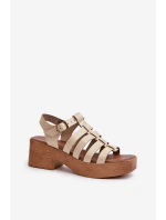 Dámské kožené sandály Zazoo 40410 béžové