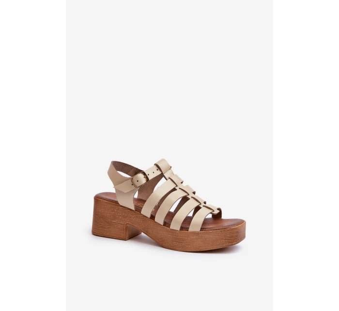 Dámské kožené sandály Zazoo 40410 béžové