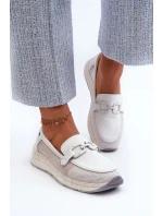 Dámské kožené mokasíny D&A model 21660244 Bílé - S.Barski