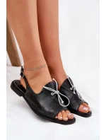 Kožené ploché sandály Zazoo 2898 černé Kožené ploché sandály Zazoo 2898 černé