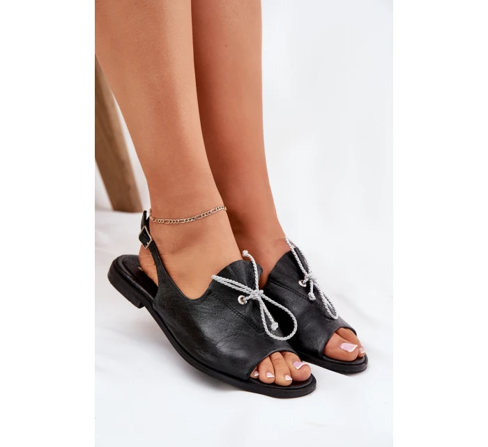 Kožené ploché sandály Zazoo 2898 černé Kožené ploché sandály Zazoo 2898 černé