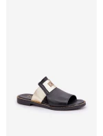 Elegantní Pantofle Z Přírodní Kůže Na Plochém Podpatku model 21684075 Černé - Zazoo Elegantní Pantofle Z Přírodní Kůže Na Plochém Podpatku model 21684075 Černé - Zazoo