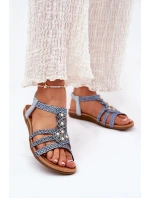 Dámské Ploché Sandály S Pásky Modré model 21693456 - Artiker Dámské Ploché Sandály S Pásky Modré model 21693456 - Artiker