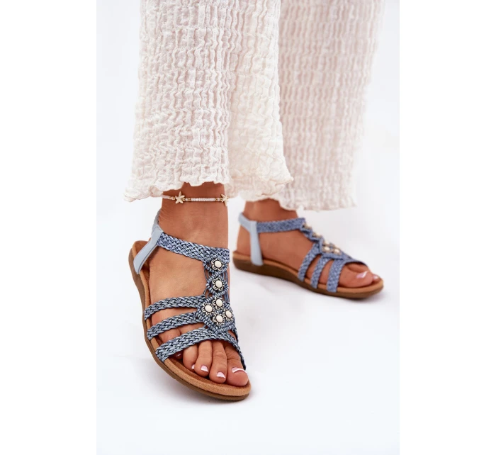 Dámské Ploché Sandály S Pásky Modré model 21693456 - Artiker Dámské Ploché Sandály S Pásky Modré model 21693456 - Artiker