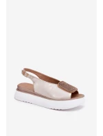 Kožené Dámské Sandály Na Platformě S Dekorací Zlaté model 21701855 - Zazoo