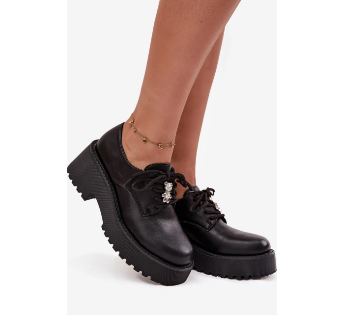 Dámské polobotky s připínacím doplňkem z eko kůže Laurea – černé