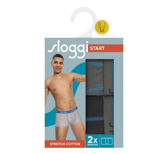 Pánské boxerky Start Hipster C2P box - BROWN - LIGHT COMBINATION - šedá- černá M003 - SLOGGI Pánské boxerky Start Hipster C2P box - BROWN - LIGHT COMBINATION - šedá- černá M003 - SLOGGI