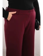 Dámské kalhoty Plus Size se širokou nohavicí a páskem čokoládové Dámské kalhoty Plus Size se širokou nohavicí a páskem čokoládové