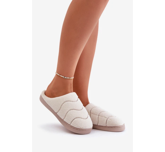 Kožené Teplé Pantofle Dámské Béžové model 21677604 - Boto