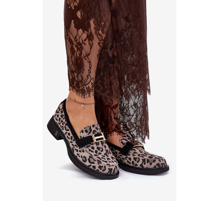 Kožené Lakované Mokasíny Leopard Vinceza 66790 Černé