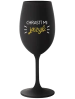 CHRASTÍ MI JAZYK - černá sklenice na víno 350 ml CHRASTÍ MI JAZYK - černá sklenice na víno 350 ml