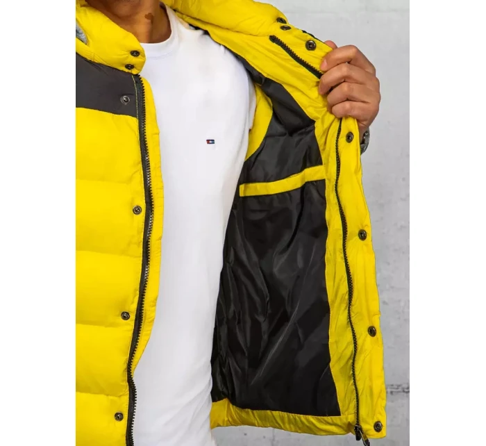 Pánská vesta s kapucí žlutá FashionStreet TX4321 Pánská vesta s kapucí žlutá FashionStreet TX4321