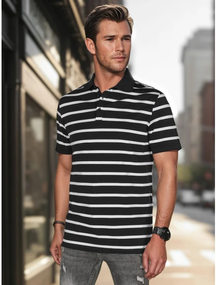 Pánská pruhovaná polokošile černá FashionStreet PX0636