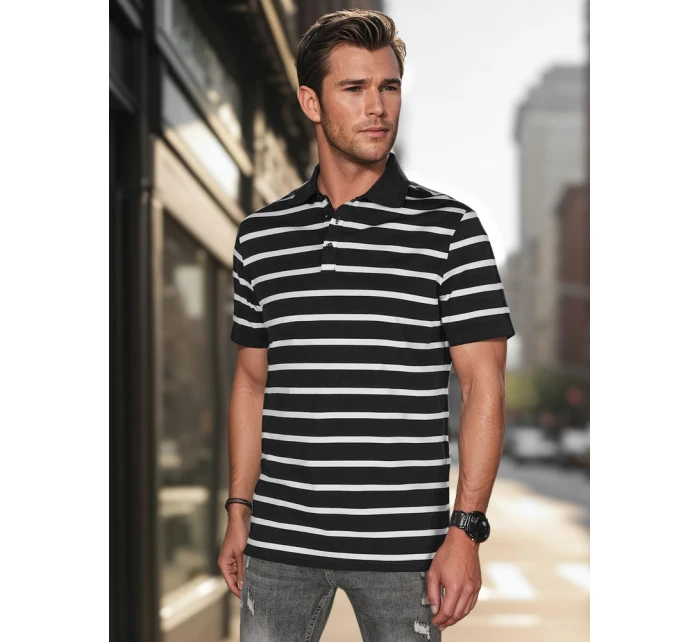 Pánská pruhovaná polokošile černá FashionStreet PX0636