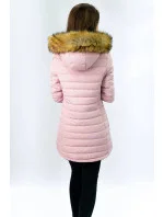 Tmavě modro-růžová oboustranná dámská zimní bunda s kapucí (w213)