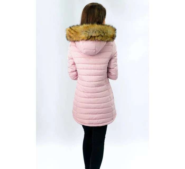 Tmavě modro-růžová oboustranná dámská zimní bunda s kapucí (w213)