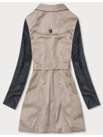 Béžový dámský kabát z různých spojených materiálů (M206)