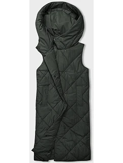 Dlouhá dámská oversize vesta v army barvě model 18934789 - J.STYLE