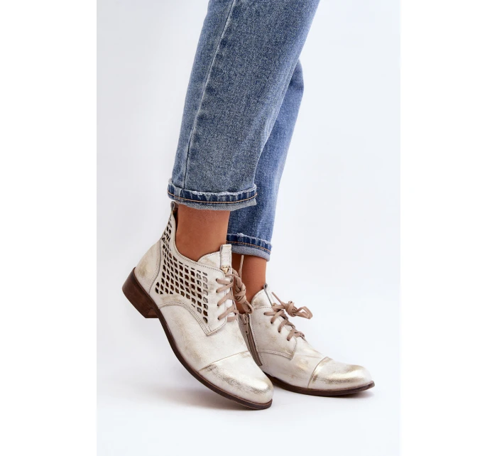 model 21646171 Nízké Kozačky Kožené Dámské Stříbrné - Zazoo