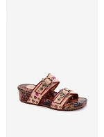 Kožené vzorované dámské sandály na platformě model 22133529 Multicolor - Maciejka