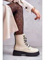 Dámské kožené boty Workers Světle béžové Denila Dámské kožené boty Workers Světle béžové Denila