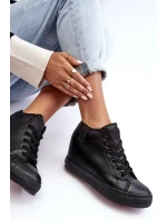 Dámské kožené tenisky na klínku Big Star Black Dámské kožené tenisky na klínku Big Star Black