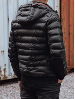 Pánská prošívaná bunda s kapucí černá FashionStreet TX4764 Pánská prošívaná bunda s kapucí černá FashionStreet TX4764