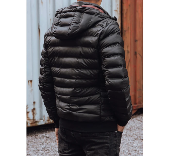 Pánská prošívaná bunda s kapucí černá FashionStreet TX4764 Pánská prošívaná bunda s kapucí černá FashionStreet TX4764